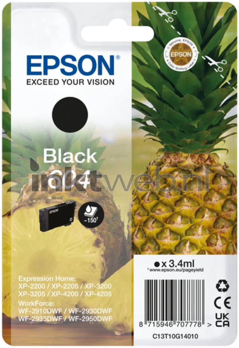 Epson 604 Singlepack svart bläck C13T10G14010