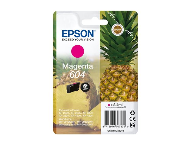 Epson 604 Singlepack Magenta 130 sidor bläck C13T10G34010