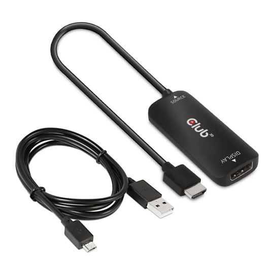 Club 3D CAC-1335 HDMI till DisplayPort aktiv Adapter med USB kabel svart