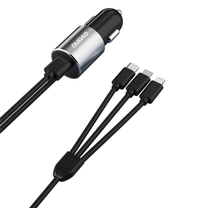 Dudao R5ProN car adapter 17Watt Lightning/USB-C/USB Micro 1m