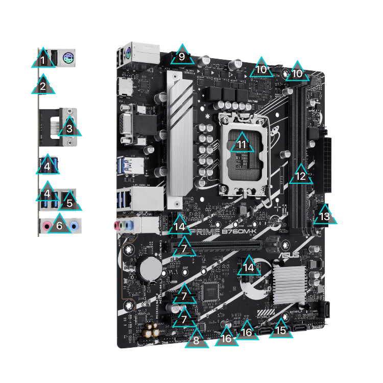 ASUS PRIME B760M-K Micro-ATX LGA1700 sokkel Intel B760