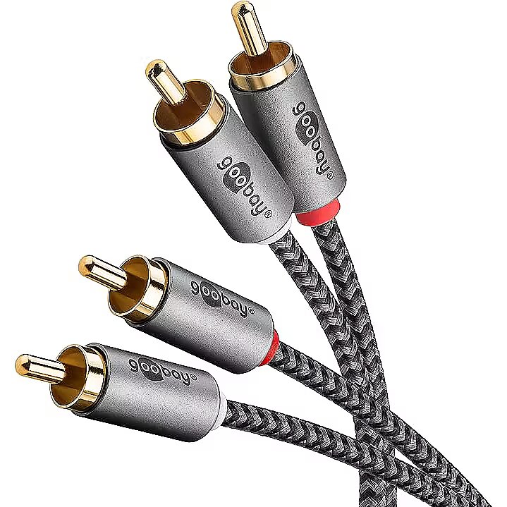 goobay RCA audiokabel 5m stofbeklädt Grå