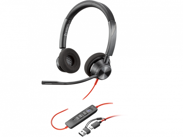 HP Poly Blackwire 3320 Kablet hörlurar svart