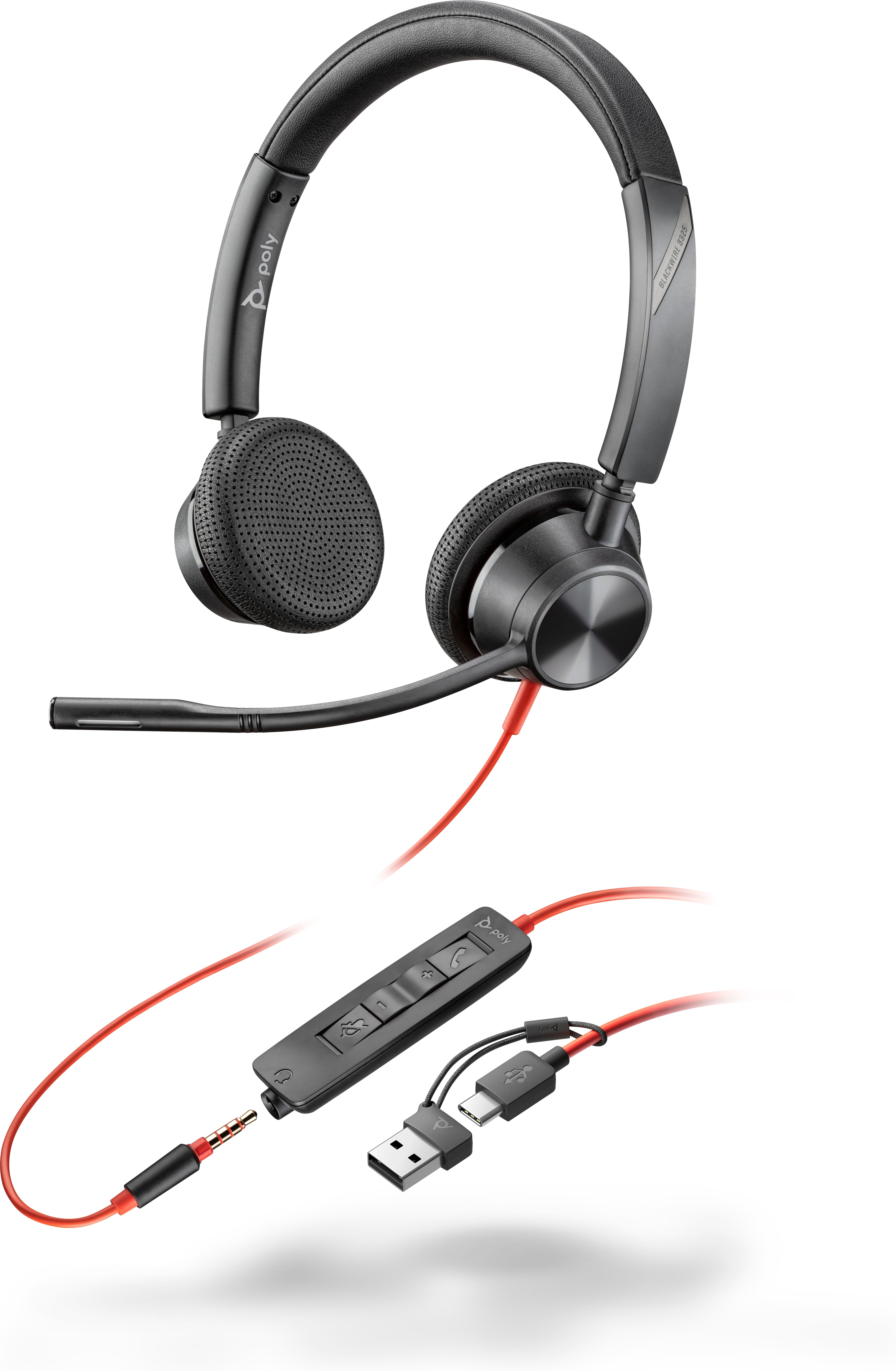 HP Poly Blackwire 3325 Kablet hörlurar svart