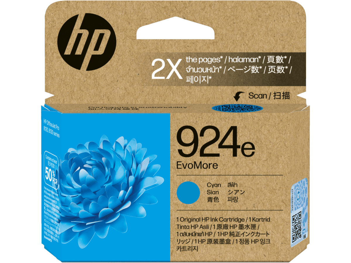 HP 924e EvoMore Cyan 800 sidor bläck 4K0U7NE