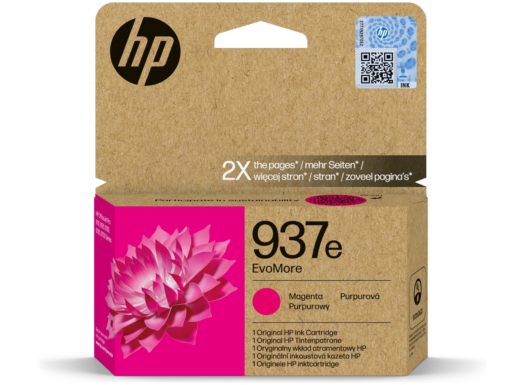 HP 937e EvoMore Magenta 1650 sidor bläck