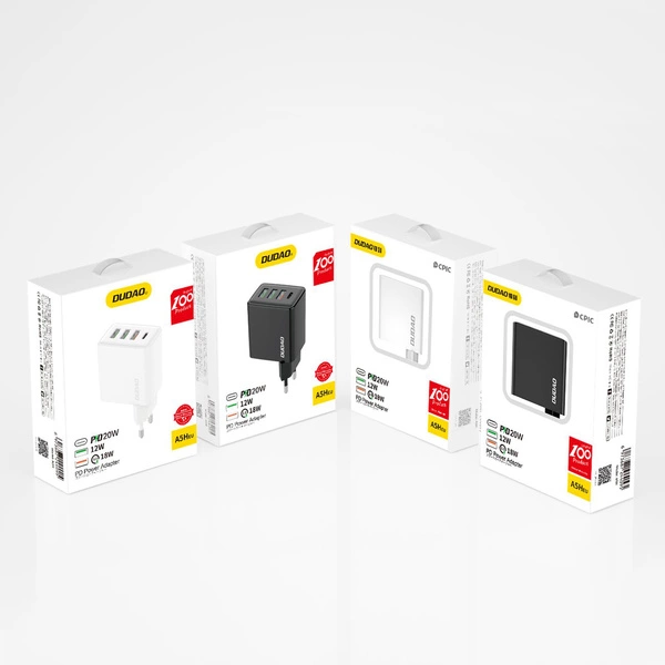 Dudao fast charger 3x USB / 1x USB Type C 20W, PD, QC 3.0 white (A5H)