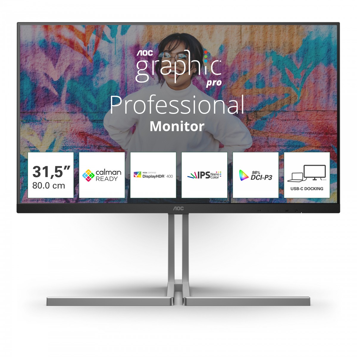 AOC U32U3CV 32 Nano IPS 3840 x 2160 (4K) HDMI DisplayPort USB-C 60Hz Dockingskärm