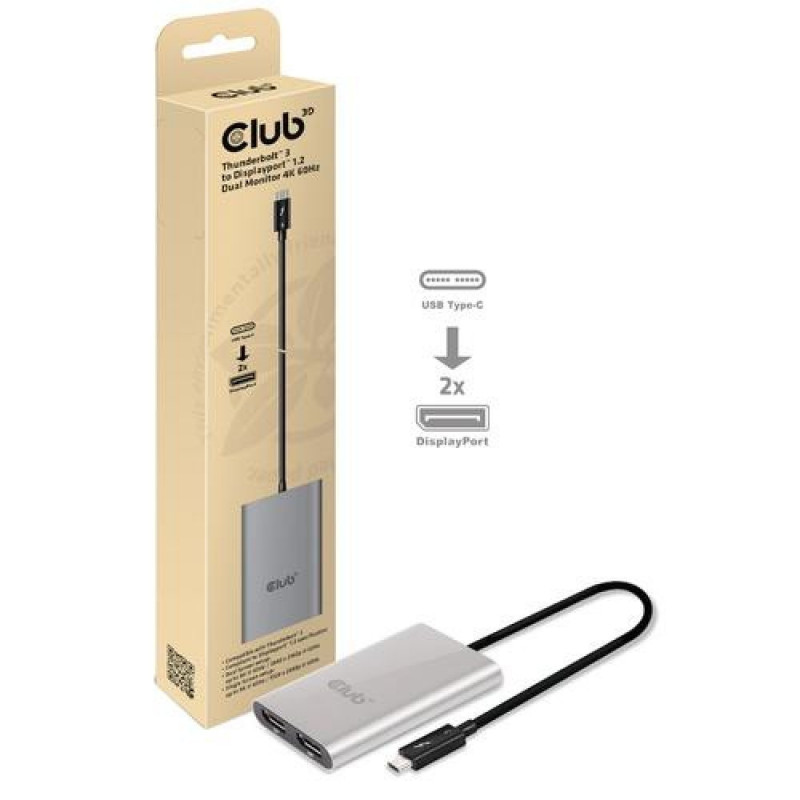 Club3D Thunderbolt 3 till 2xDisplayport - 4K (Dual monitor)