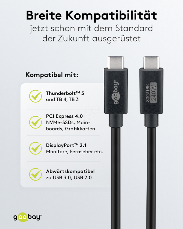 goobay USB 4.0 USB Type-C kabel 1.2m svart
