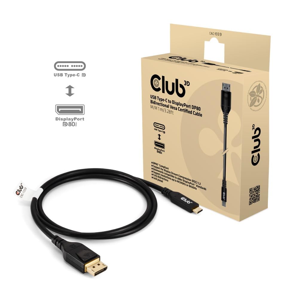 Club 3D CAC-1561 USB-C till Mini DisplayPort 2.1 kabel 2m svart