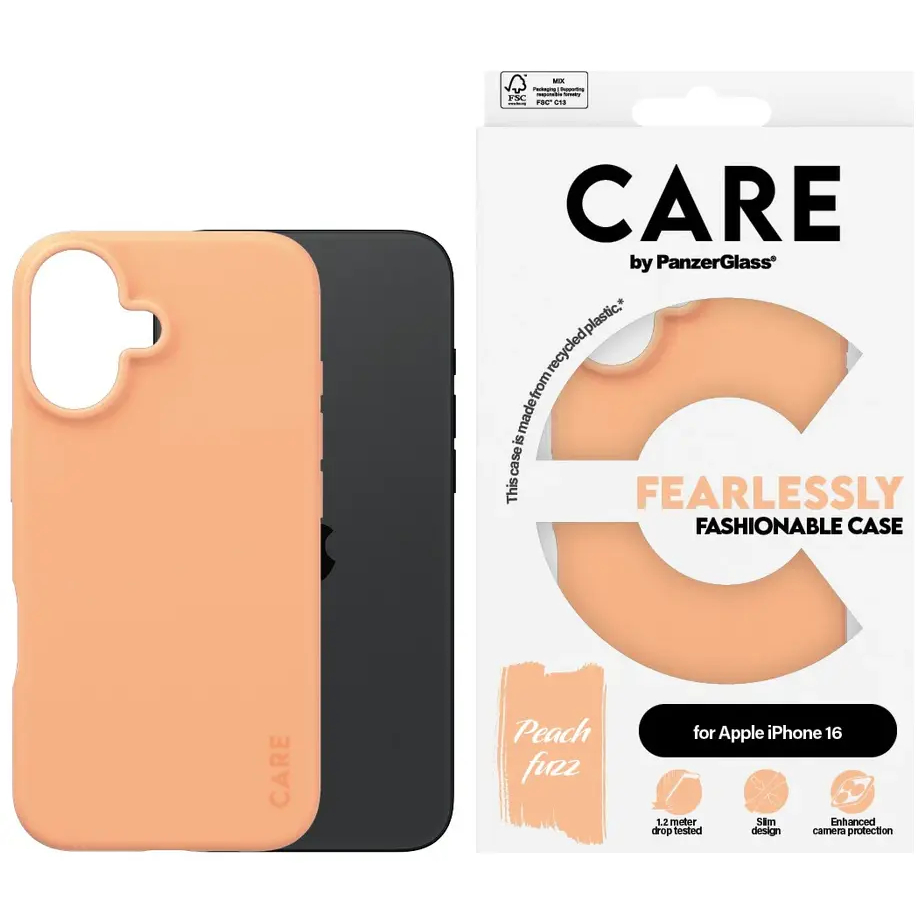 PanzerGlass CARE Fashionable Case till iPhone 16 Fersken