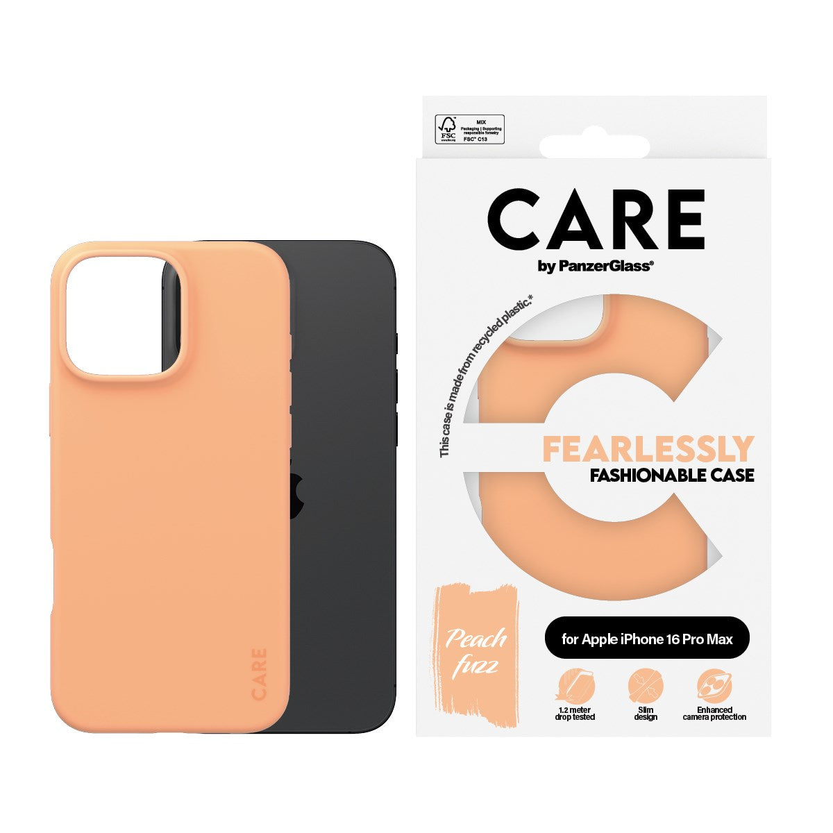 PanzerGlass CARE Fashionable Case Peachy till iPhone 16 Pro Fersken