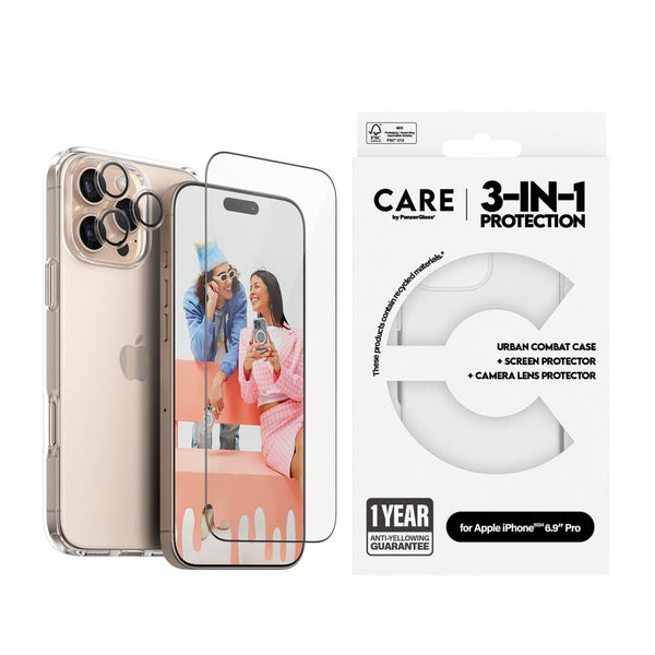 CARE by PanzerGlass Skal Polycarbonat (PC) Polyetylen tereftalat (PET) Oleofobisk belägning Termoplastisk polyuretan (TPU) Apple iPhone 16 Pro Max