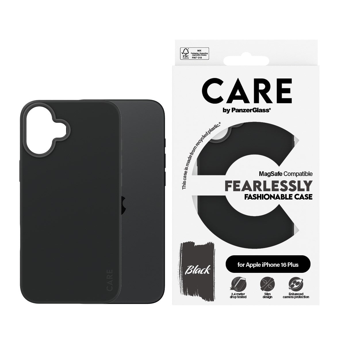 CARE by PanzerGlass Skal Polycarbonat (PC) Oleofobisk belägning Termoplastisk polyuretan (TPU) Apple iPhone 16 Plus