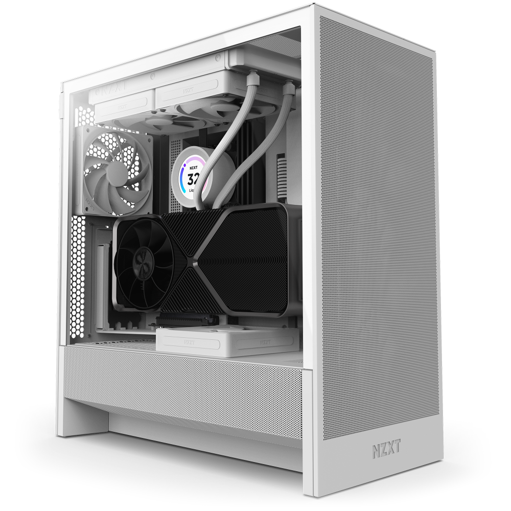 NZXT H series H5 Flow Tower Udvidet ATX vit