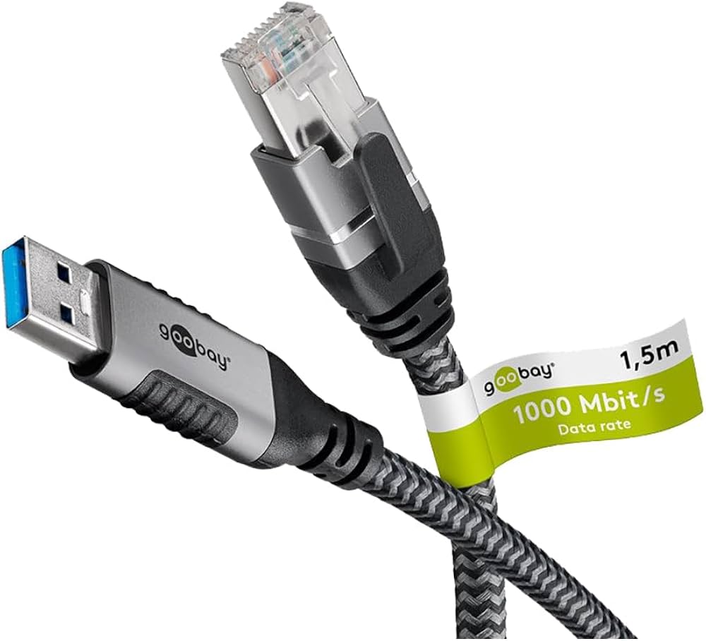 Goobay 74384 USB 3.0 type A to RJ45 15 m Black