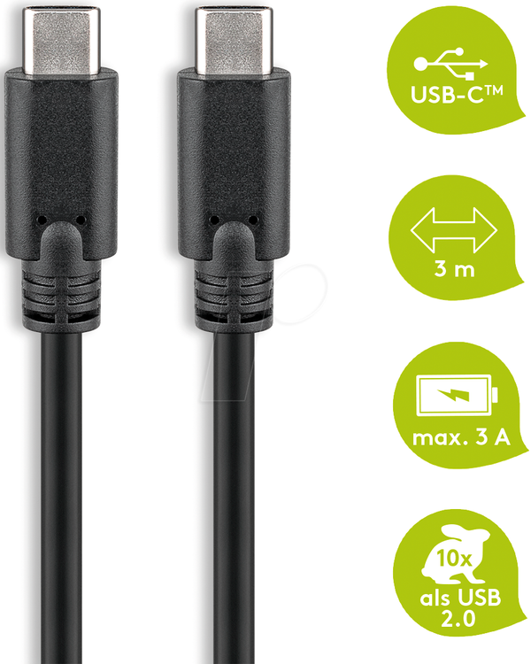 goobay USB-kabel 3m svart