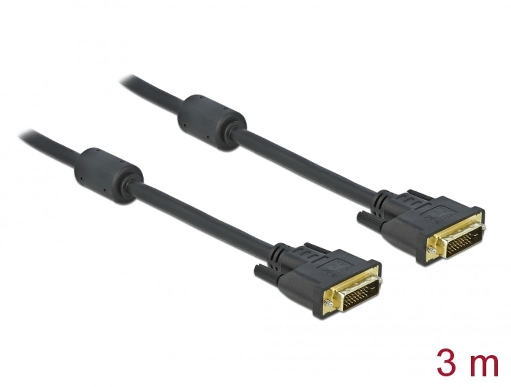 Delock DVI-kabel 3m svart