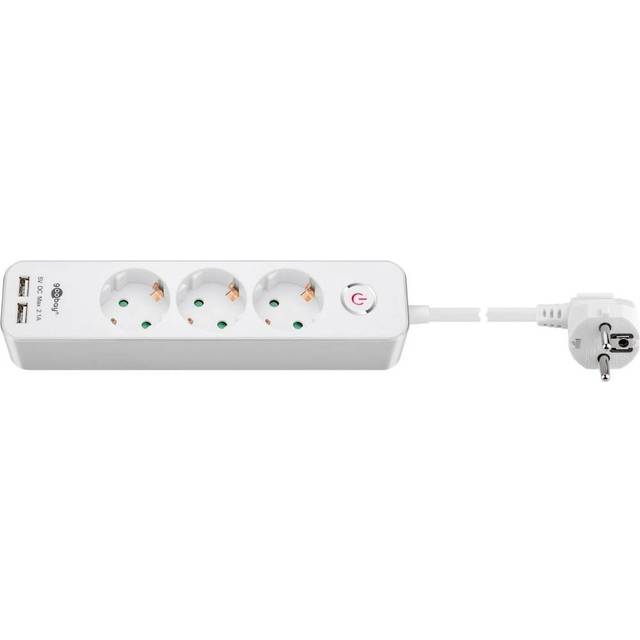 goobay Grenuttag 3-kontakt vit 1.5m
