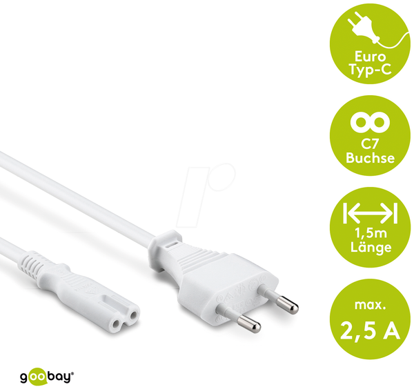 goobay Strömkabel 1.5m vit
