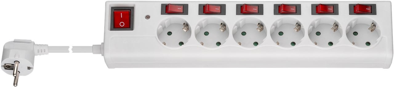 Goobay Grenuttag 6 vejs 1,5m kabel svart