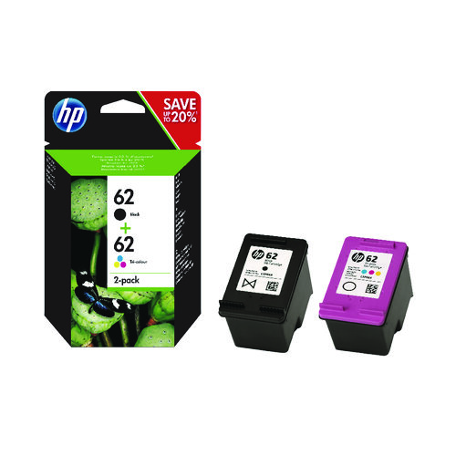 HP 62 färg (cyan, magenta, gul) Pigmenteret svart bläck N9J71AE