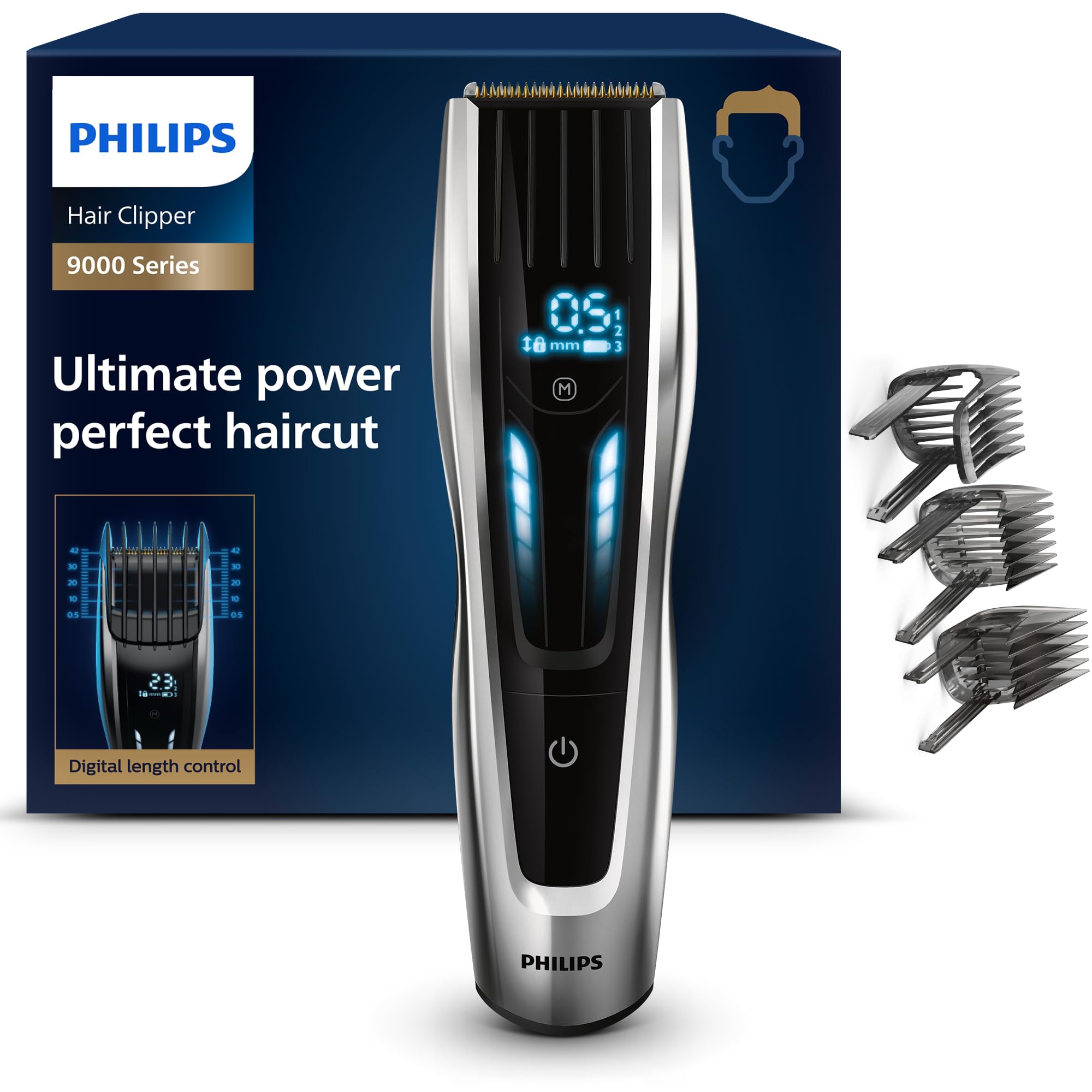 Philips HAIRCLIPPER Series 9000 HC9450 Hårklipper svart Silver