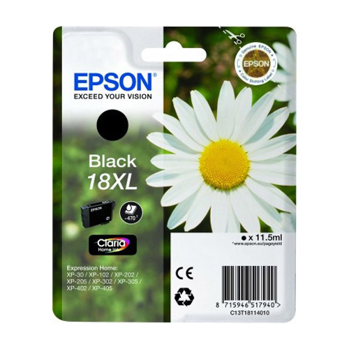 Epson 18XL svart 470 sidor bläck C13T18114012