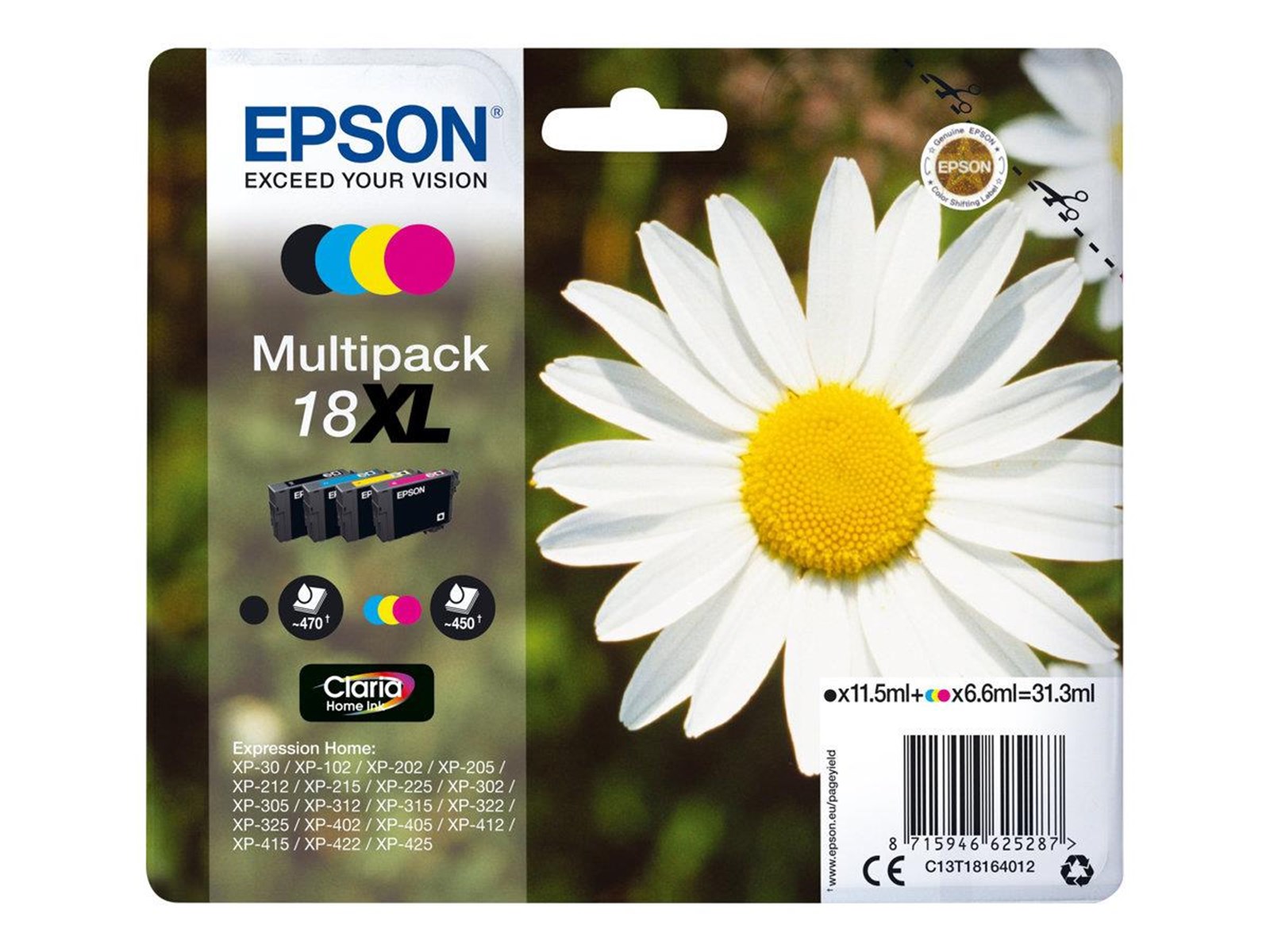 Epson 18XL svart Gul Cyan Magenta bläck C13T18164012