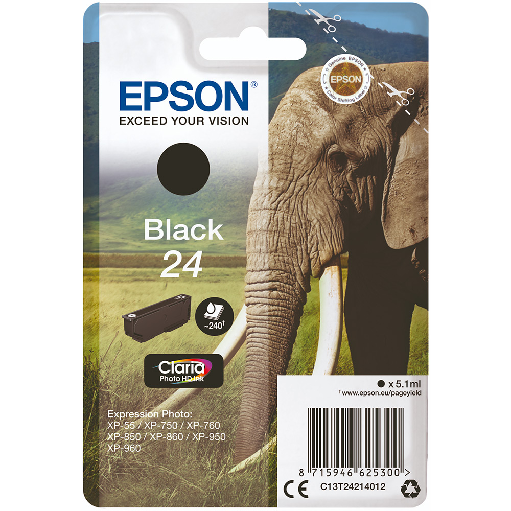 Epson 24 svart 240 sidor bläck C13T24214012