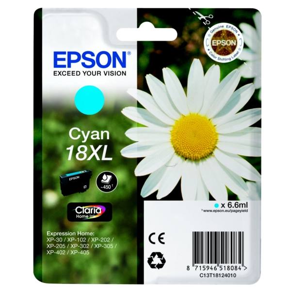 Epson 18XL Cyan 450 sidor bläck C13T18124012