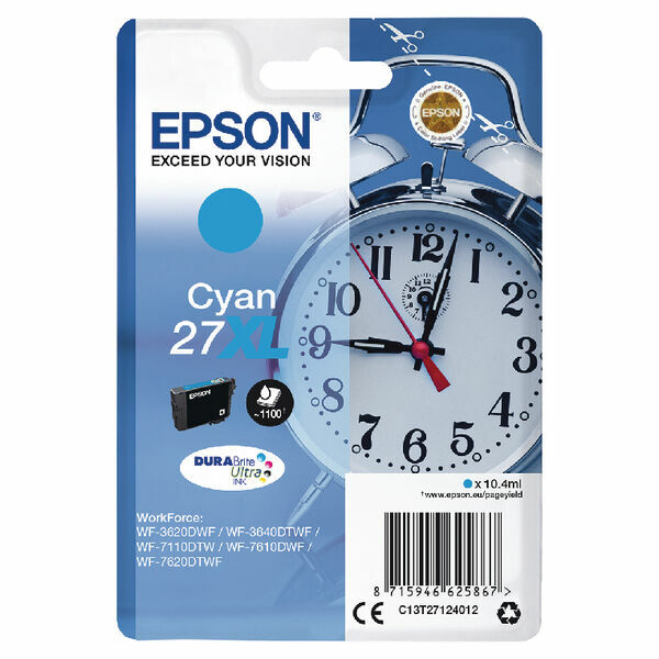 Epson 27XL Cyan 1100 sidor bläck C13T27124012