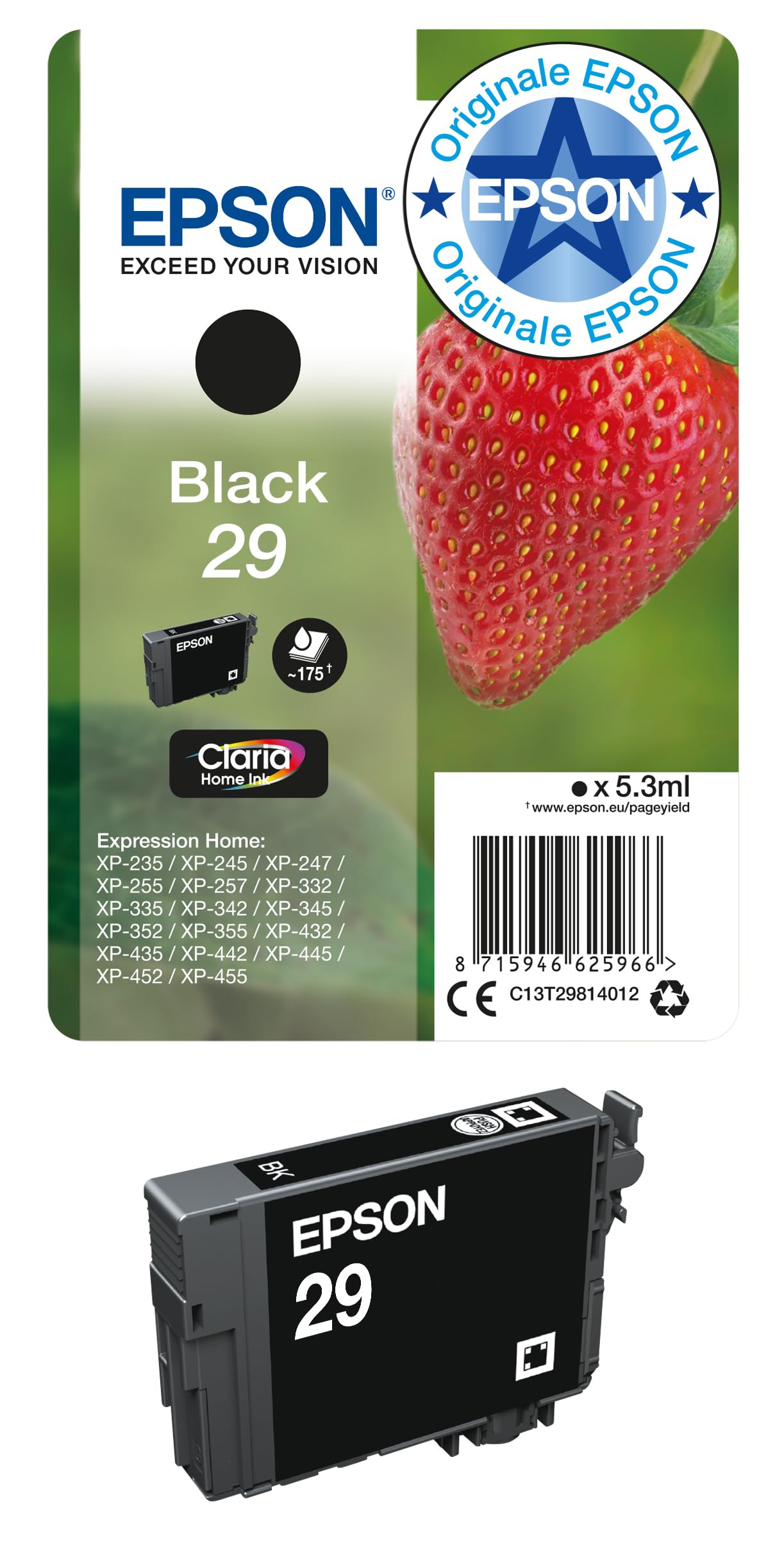 Epson 29 svart 175 sidor bläck C13T29814012