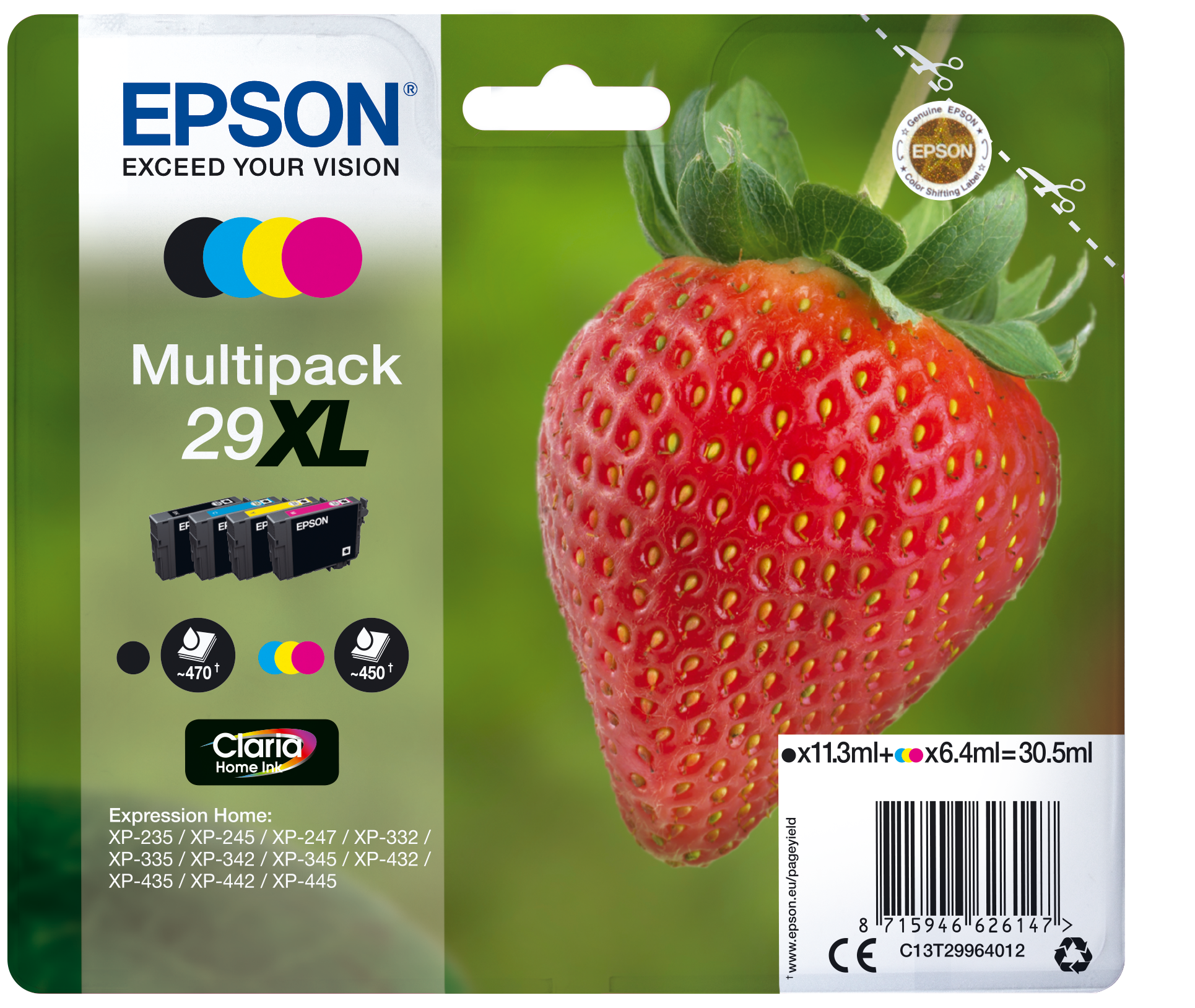 Epson 29XL Gul 450 sidor bläck C13T29944012
