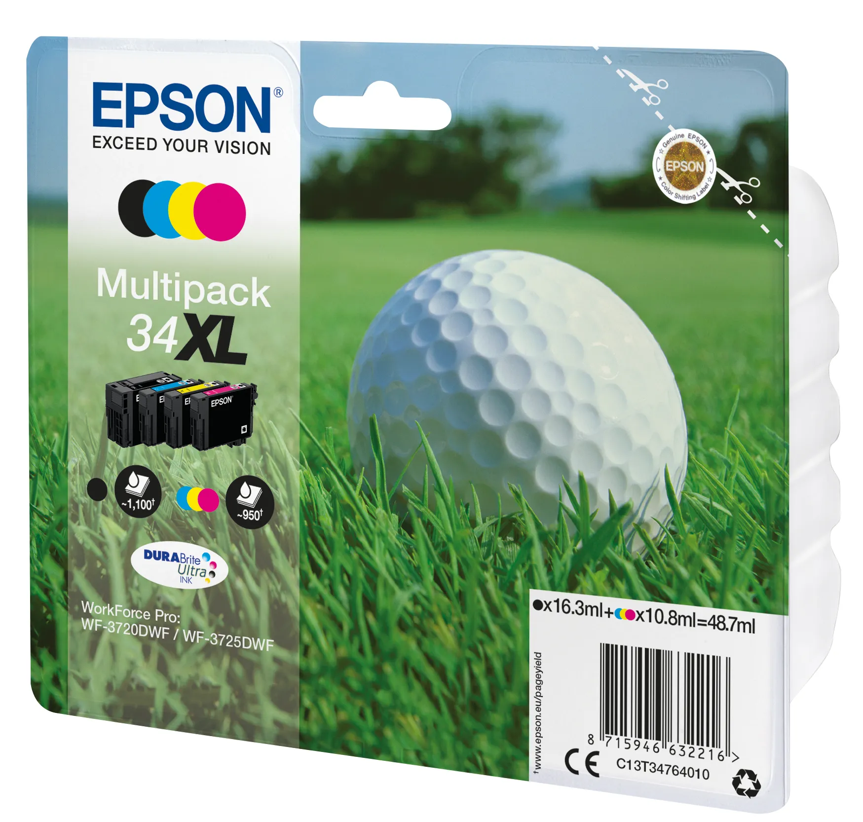 Epson 34XL svart Gul Cyan Magenta bläck C13T34764010