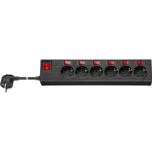 goobay Grenuttag 6-kontakt 16A svart 1.5m
