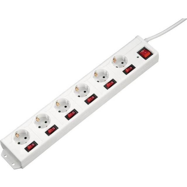 goobay Grenuttag 6-kontakt 16A vit 1.5m
