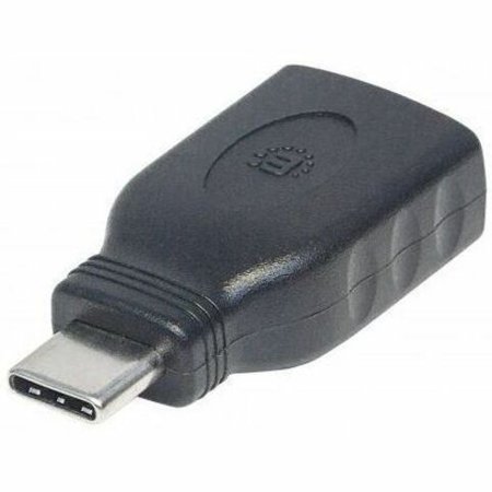 Manhattan USB-C to USB-A Adapter, Male to Female, 5 Gbps (USB 3.2 Gen1 aka USB 3.0), SuperSpeed USB, Black, Lifetime Warranty, Polybag USB-C adapter svart