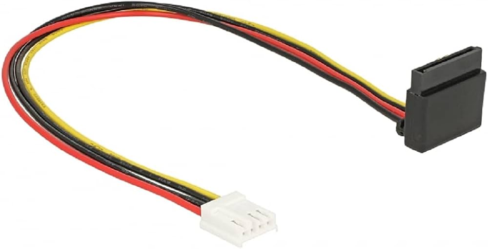Delock Floppy 4 pin female > SATA 15 pin female metal Strömforsyningsadapter 30cm svart röd Gul