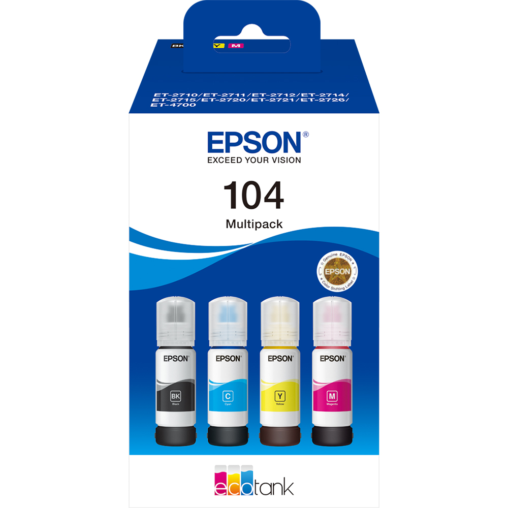 Epson EcoTank 104 Cyan 7500 sidor bläckbehållare C13T00P240