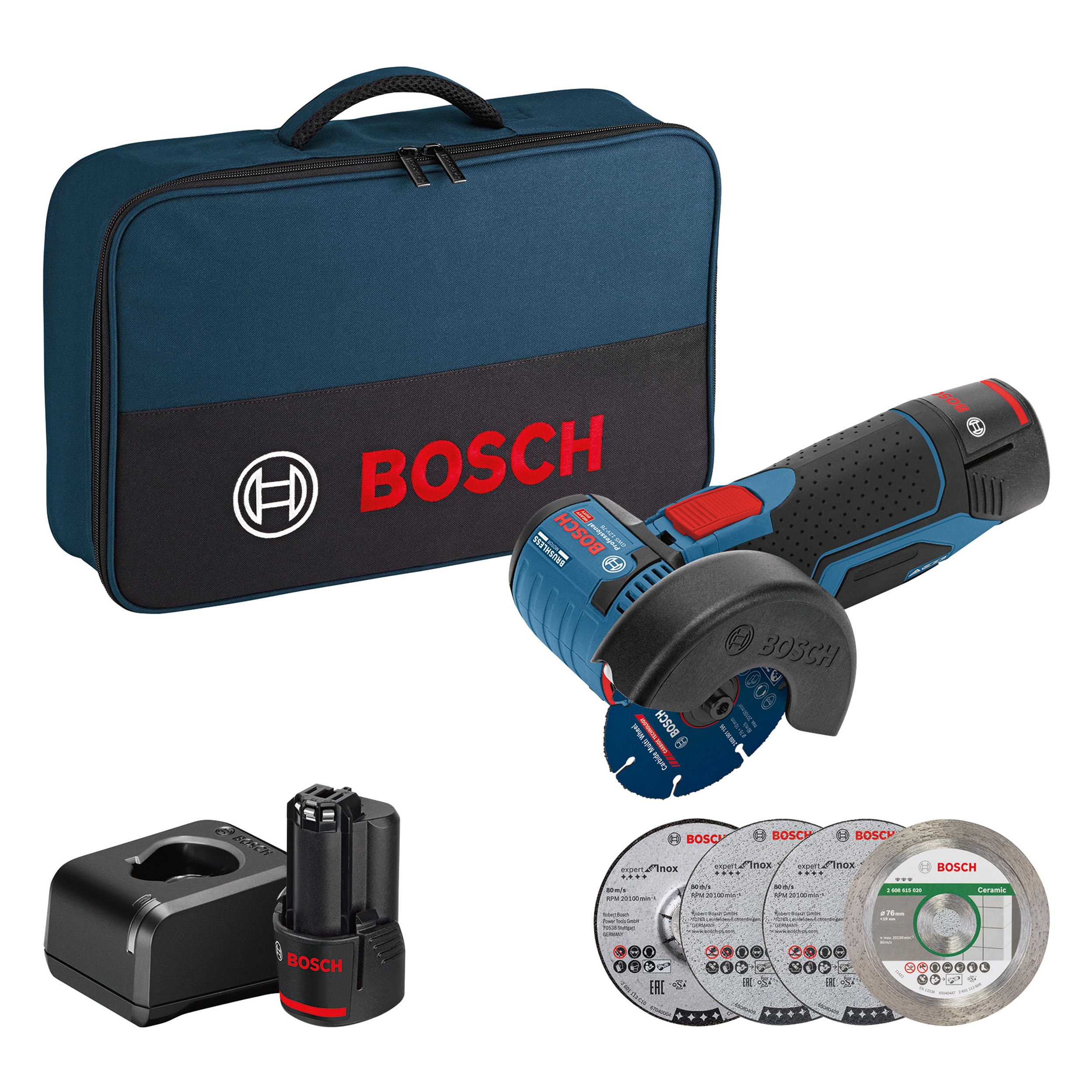 Bosch GWS 12V-76 Professional Vinkelslip 2 batteri inkluderet