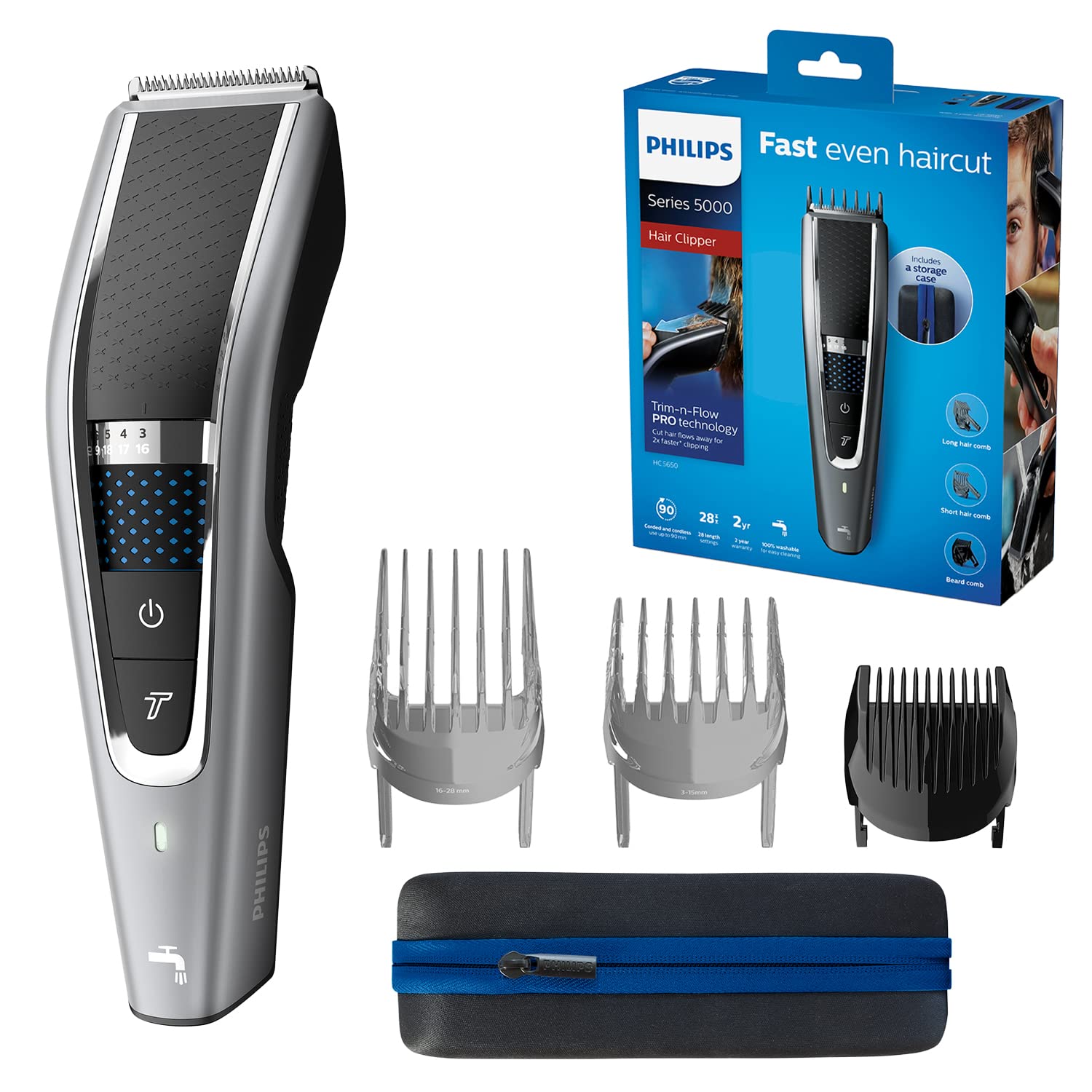 Philips HAIRCLIPPER Series 5000 HC5650 Hårklipper Grå Silver