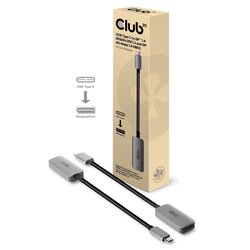 Club 3D CAC-1567 USB-C till DisplayPort 1.4 Adapter