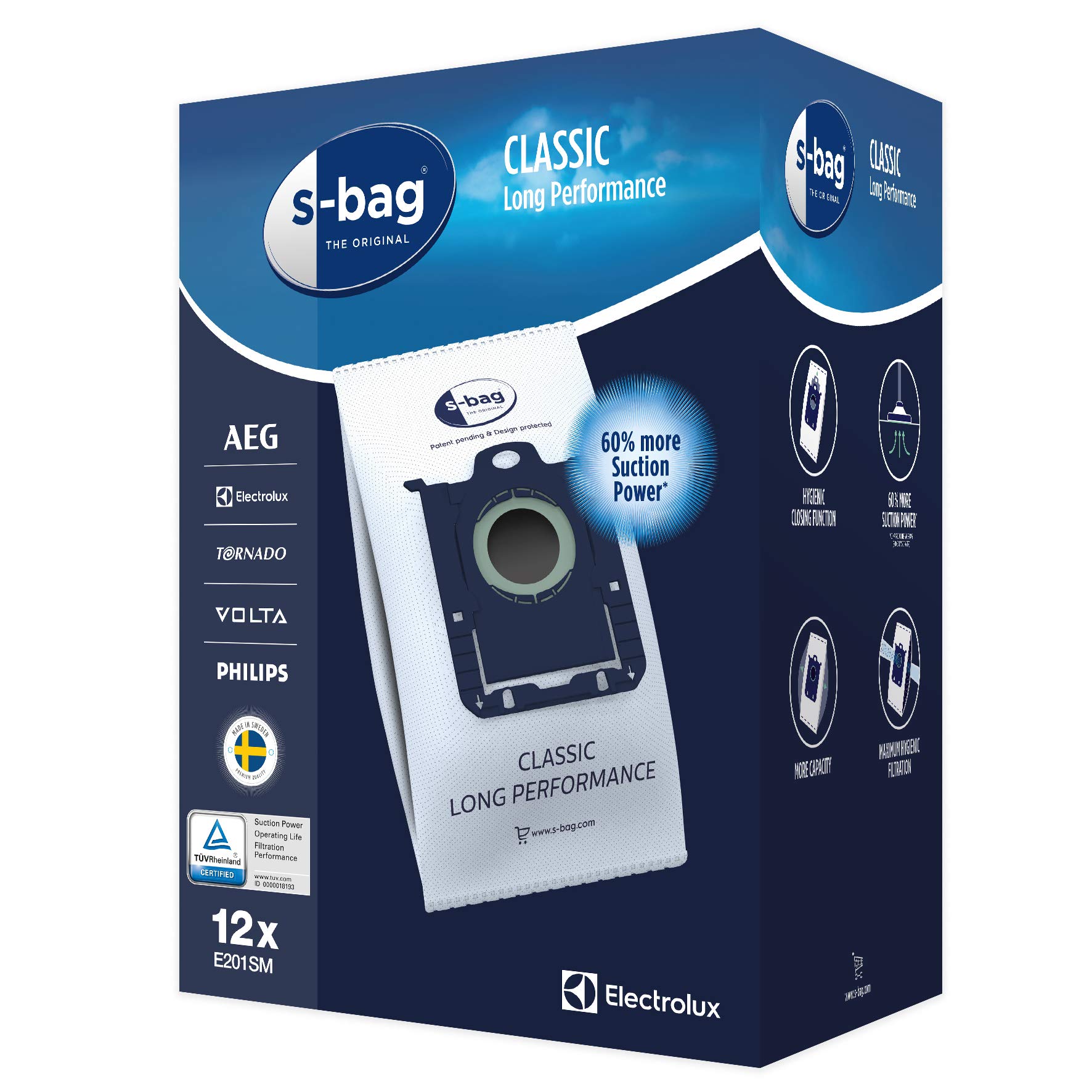 s-Bag Classic Long Performance E201SM Dammsugare Pose 12 st
