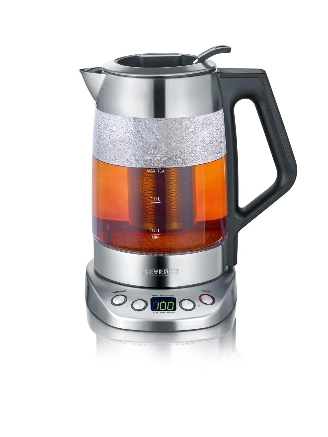 SEVERIN WK 3479 Deluxe Telaver/vattenkokare 3kW Glass/brushed stainless steel/black