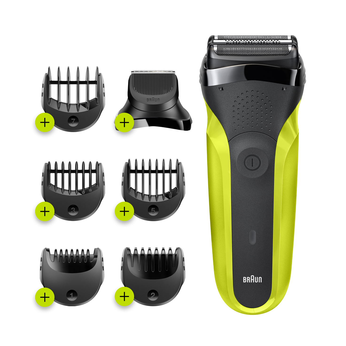 BRAUN svart/grön Shaver Shave&Style 300BT 3-in-1