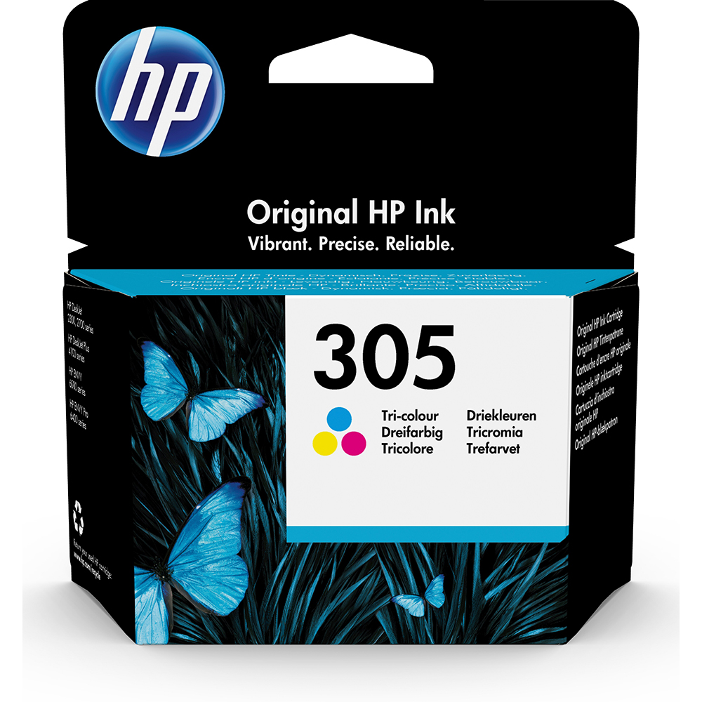 HP 305 färg (cyan, magenta, gul) 100 sidor bläck 3YM60AE