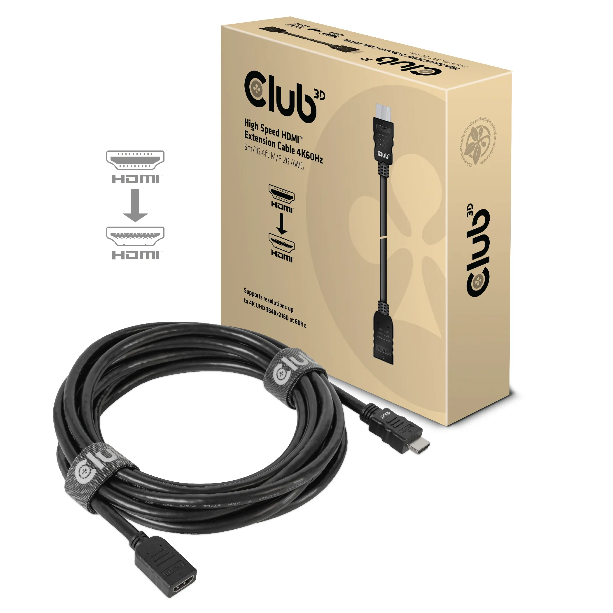 Club 3D CAC-1325 HDMI 2.0 förlängningskabel 5 m svart