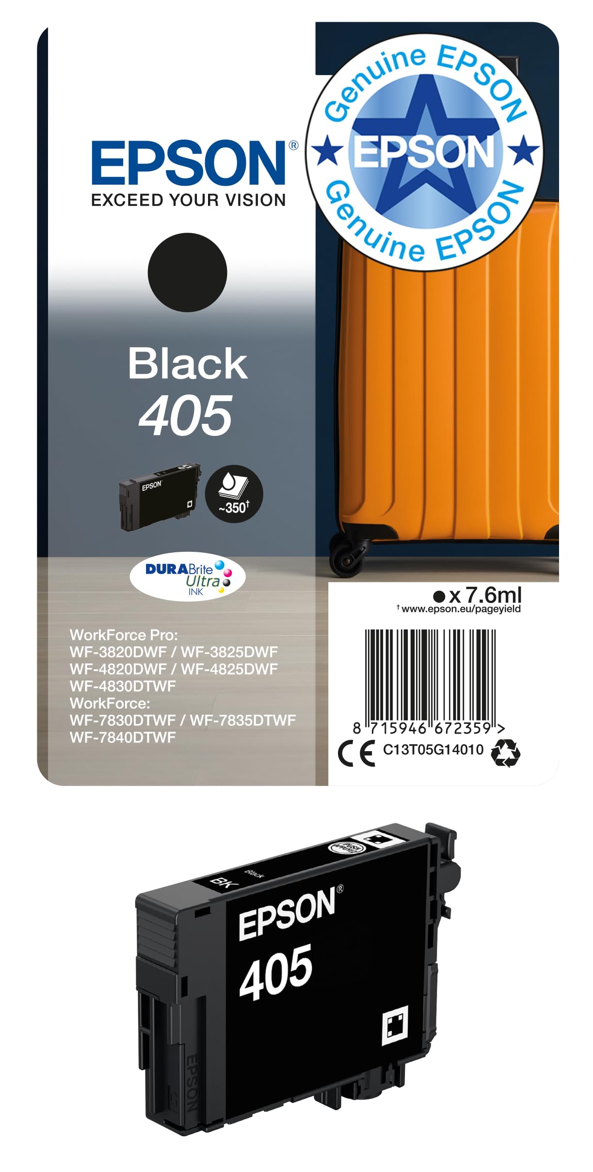 Epson 405 svart 350 sidor bläck C13T05G14010